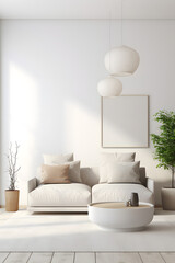  Cozy white living room interior. generative ai.