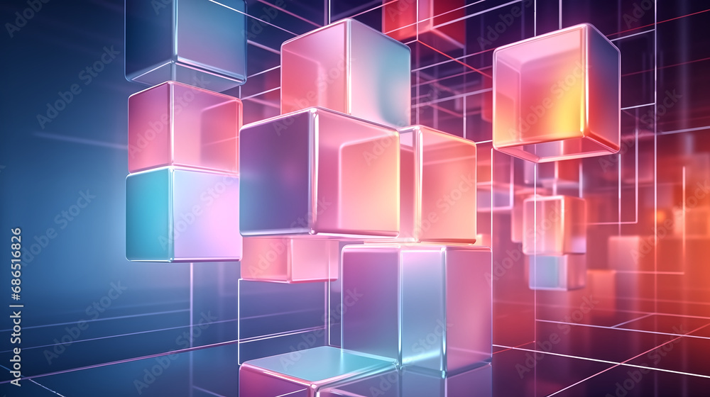 Poster geometric shapes. composition with squares. cube design. modern