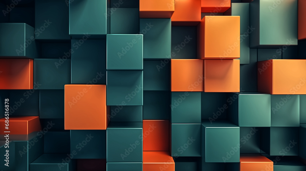 Poster geometric shapes. composition with squares. cube design. modern