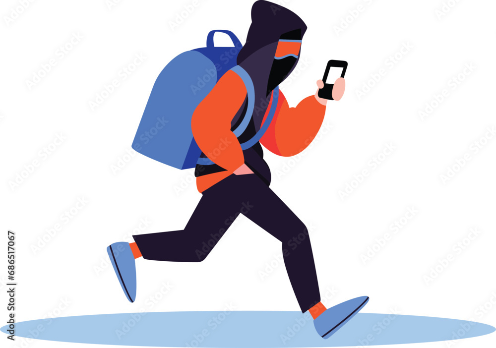 Poster hand drawn thief or hacker in concept cyber security in flat style