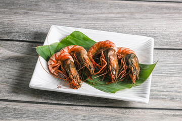 Cooked tiger prawn in the pate