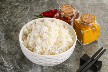 Steamed Basmati rice in the bowl