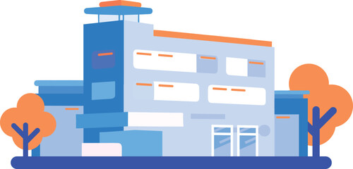 Hand Drawn School or hospital building in flat style