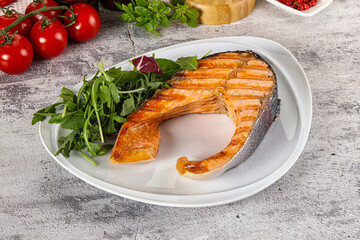 Tasty delicous grilled salmon steak