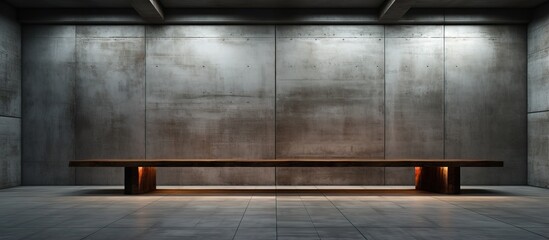 A an abstract dark interior with concrete and wood elements - obrazy, fototapety, plakaty