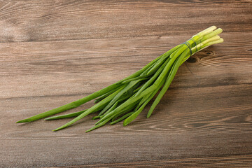 Raw young green onion heap