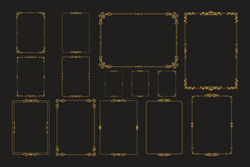 Golden Vintage frame Ornament in A4 Size.Golden Border ornament.Suitable for wedding invitation card. golden Calligraphic frame.