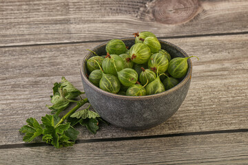 Natural ripe gooseberry heap in the bowl