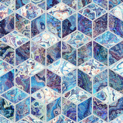 Abstract Marble mosaic tiles texture. Cubes mosaic tiles. Fractal digital Art Background. High Resolution. Can be used for background or wallpaper
