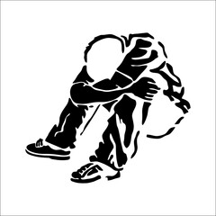 Monochrome Portrait. Illustration of a Man in Black and White Art