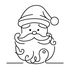 Santa Claus head. Vector illustration portrait. Line art.