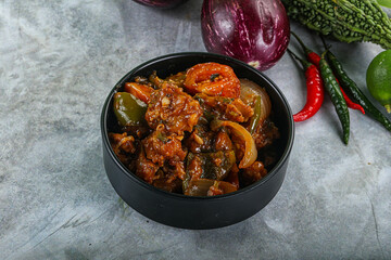 Asian cuisine - prawn in chili sauce