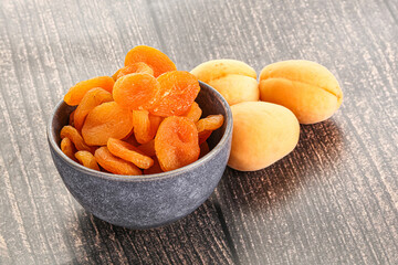 Dried apricot heap in the bowl