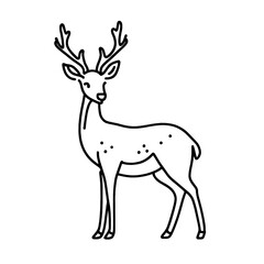 One line design silhouette of deer. Hand drawn minimalism style. Vector illustration Christmas deer line art icon