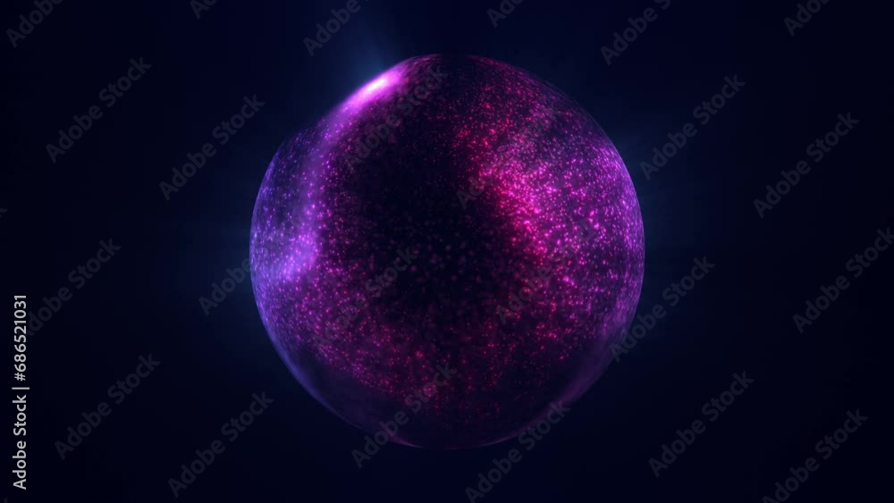 Aufkleber abstract glowing sphere, energy ball shines brightly with rays of light, magic waves from particles 