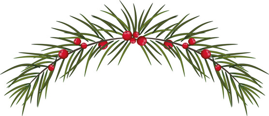 cones on green pine branches. New Year's decor. Winter holidays and congratulations. Sale and discounts. vector. Eps 10