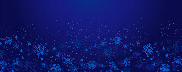 Blue winter banner with snowflakes. Vector illustration