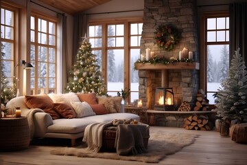 Obraz na płótnie Canvas living room with fireplace
