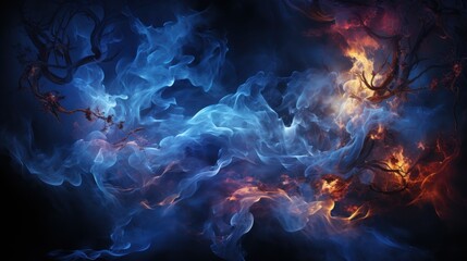 Convergence of Flames and Frost: A Celestial Dance of Elements - generative ai - obrazy, fototapety, plakaty