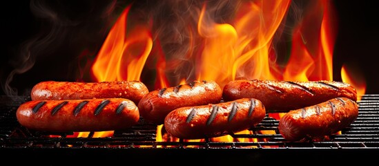 Barbecuing hot dogs.