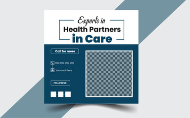 Vector social media post medical service web banner.