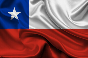 High detailed flag of Chile. National Chile flag. South America. 3D illustration.
