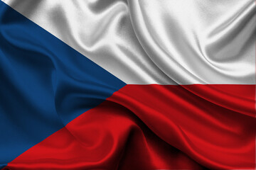 High detailed flag of Czech Republic. National Czech Republic flag. Europe. 3D illustration.