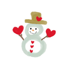 ハートがいっぱいの雪だるまさん