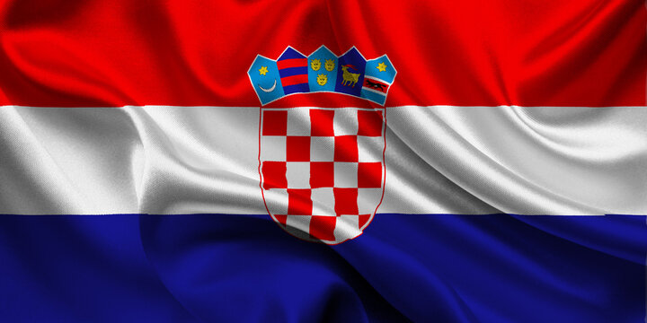 High detailed flag of  Croatia. National  Croatia flag. Europe. 3D illustration.