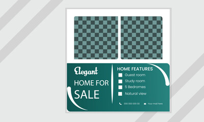 Real estate home Instagram social media post vector design template.
