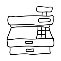 cash register manual of hand drawn e-commerce icons
