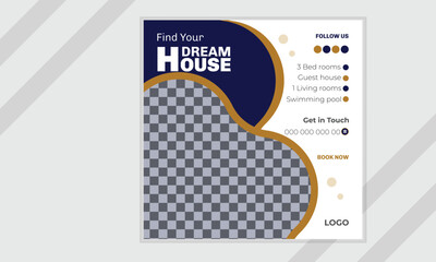Real estate home Instagram social media post vector design template.