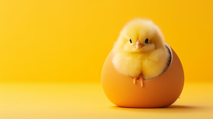 Small yellow chicken in a shell