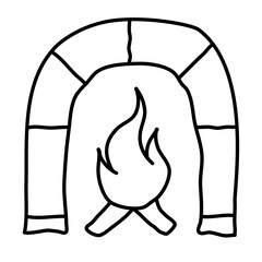 fireplace of winter hand drawn icons