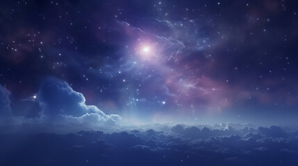 Space night sky with cloud and star