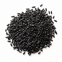 Grains black rice isolated on white background