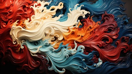 Elegant Chaos: Visceral Flows of Colour in Motion - generative ai - obrazy, fototapety, plakaty