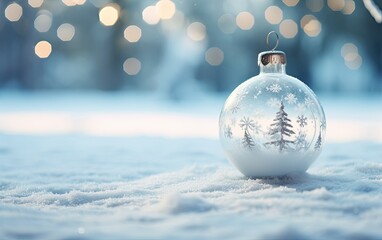 Christmas scenery with snow globe ornament