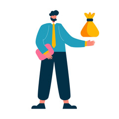 Businessman character set flat illustrations