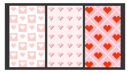 Set of valentine day card pixel art