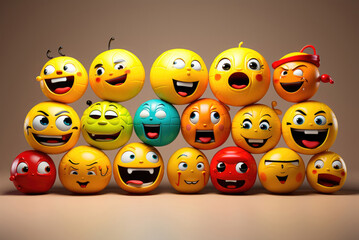 Colorful balls with different smiles emoticons