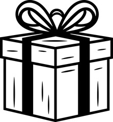 Gift box silhouette icon. Vector template design for laser cutting.