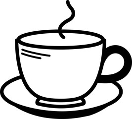 Tea cup hot silhouette in black color. Vector template design.