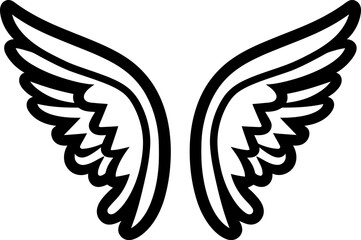 Wing silhouette in black color. Vector template design for laser cutting.