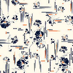 hand drawn seamless pattern with flowers