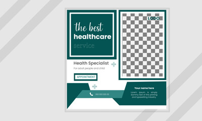 Vector modern medical editable square social media post.