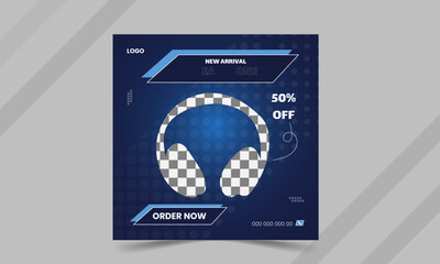 New arrival smart headphone banner for selling and promotional purpose social media post.