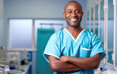 Happy smiling Doctor or Nurse in the hospital room