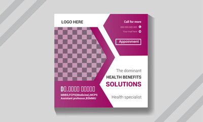Vector modern medical editable square social media post.