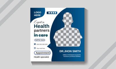 Vector modern medical editable square social media post.